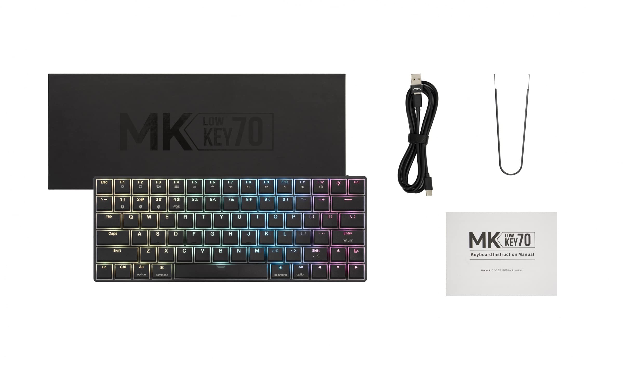 Amazon.com: MK LowKey70 Black RGB LED Double Shot PBT Low