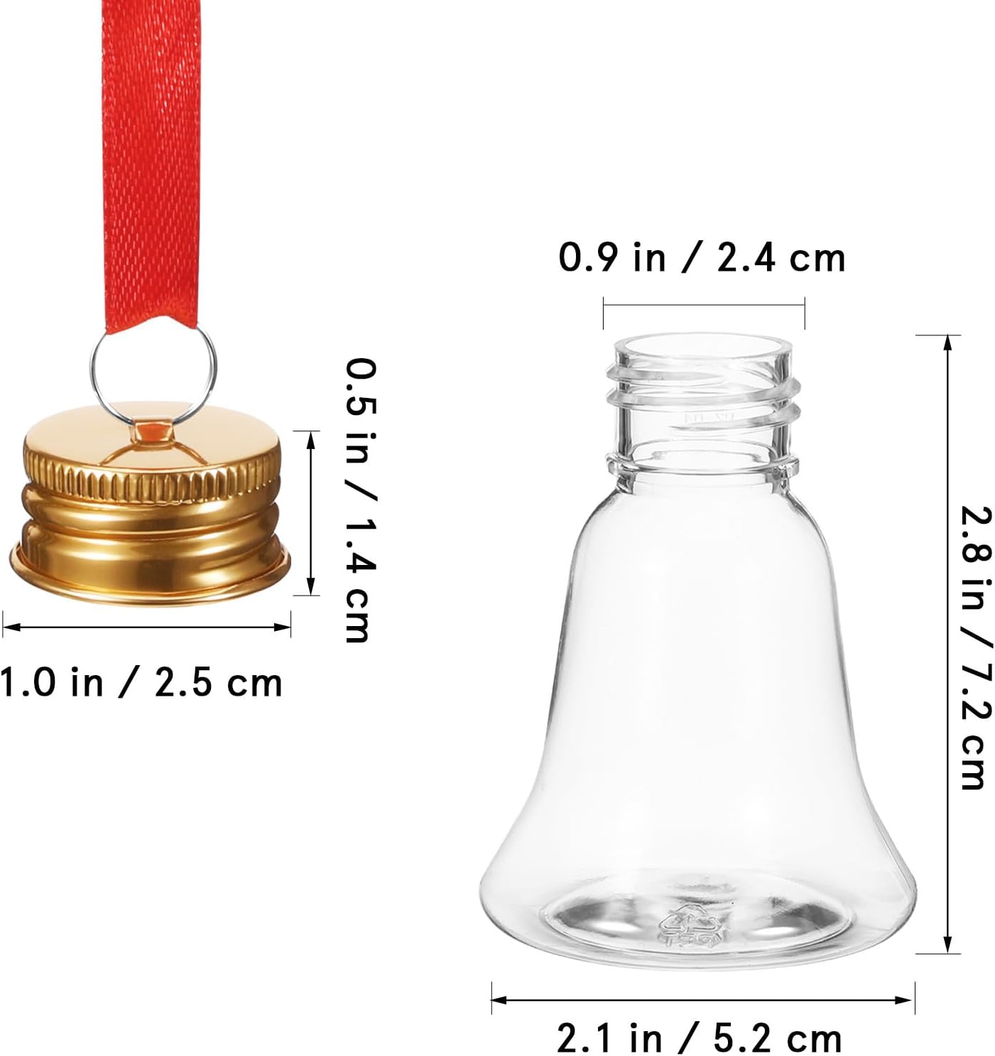 TOYANDONA 12pcs Clear Plastic Fillable Ornaments Balls - Transparent Christmas Bell Balls Clear DIY Christmas Ornaments for Wedding Party Home Xmas Tree Hanging Decorations