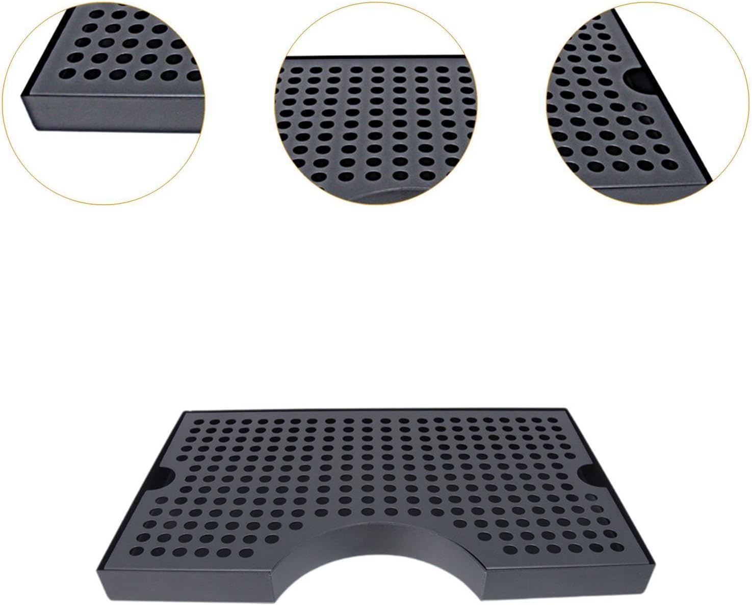 こぼれ防止ノッチ付きブラックドリップトレイ レストラン用 ステンレススチール防止 排水タイププレート ケゲレータープルーフワインドリ