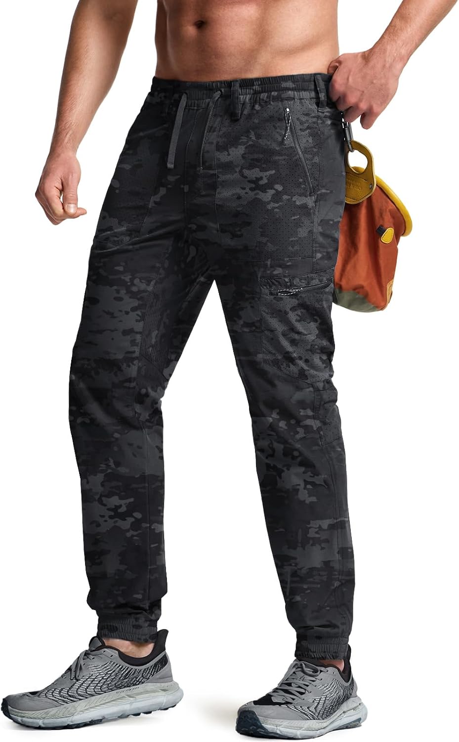 CQR Men's Lightweight Vent Hiking Pants, Water-Resistant & Breathable Sports Outdoor Athletic Pants with Elastic Waist