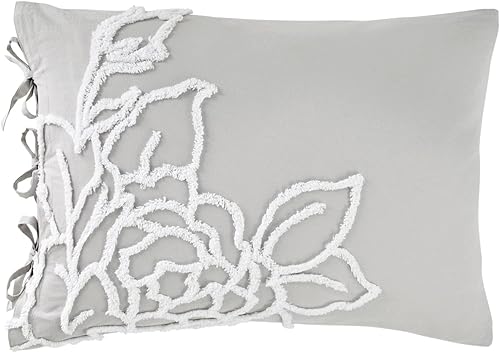 Miniatura 6 de Peri Home Juego de funda de edredón y funda de almohada de 3 piezas, 100% algodón, tamaño King, color gris chenilla rosa