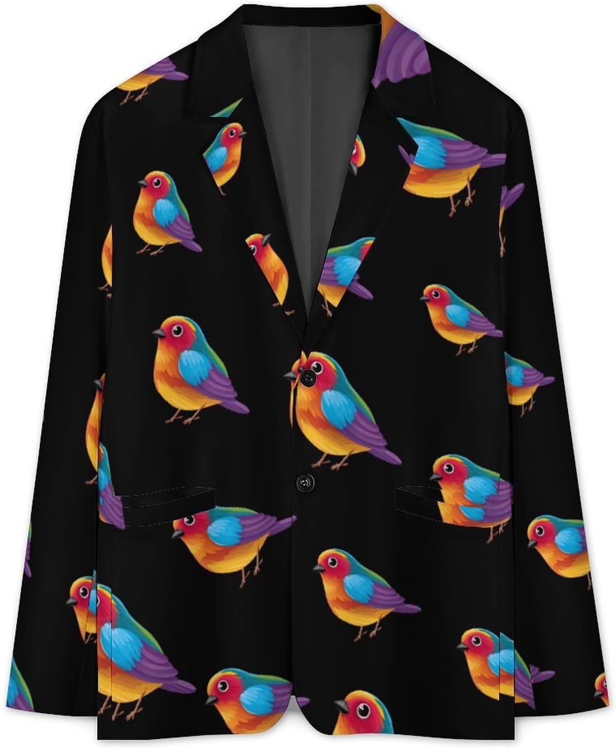 Colored Bird Trendy Men's Two Button Suit Funny Casual Slim Fit Blazer Coat Tuxedos Jackets