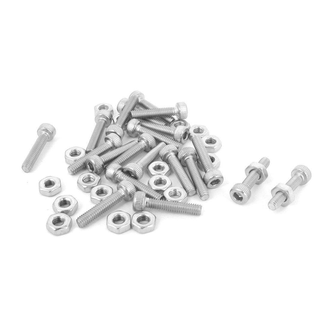 Uxcell Silver Tone Sourcingmap M2.5x12mm Hex Socket Head Knurled Cap Screws Bolts Nuts Set 20Pcs