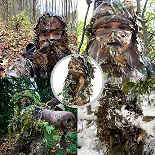 Favuit Ghillie Camouflage Leafy Hat, Camo 3D Leaf Face Mask Full Coverage Breathable Hunting Mask Headwear Camo Turkey Hunting Accessories by Favuit - Image 6