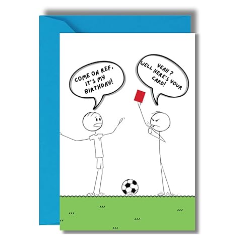 Funny Football Referee Red Card Birthday Card Men Boys Humour
