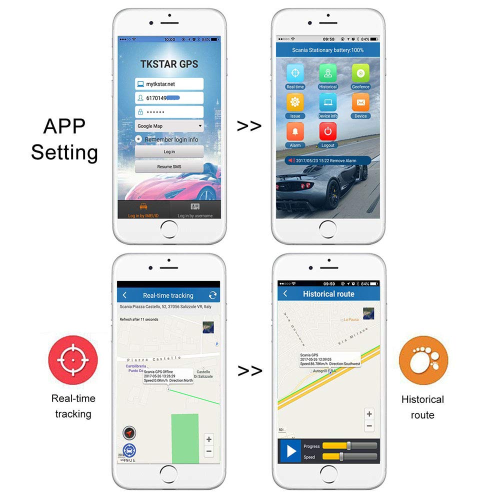 Localizzatore GPS professionale - Tracciamento in tempo reale impermeabile con allarme e APP gratuita - Localizzatore per camion, auto, moto, freezer, barca (5000 mah)
