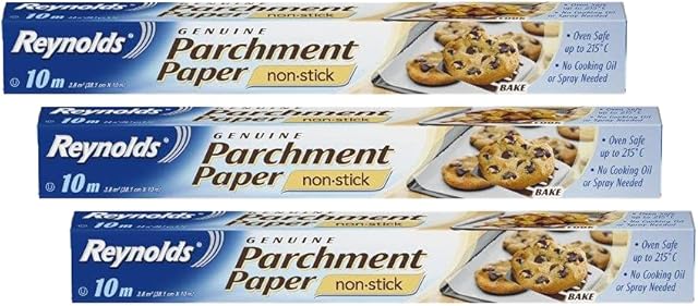 Reynolds Kitchens Parchment Paper | Non-Stick Baking Paper | Oven Safe to 215c | Pack of 3 Rolls, 381mm x 10m