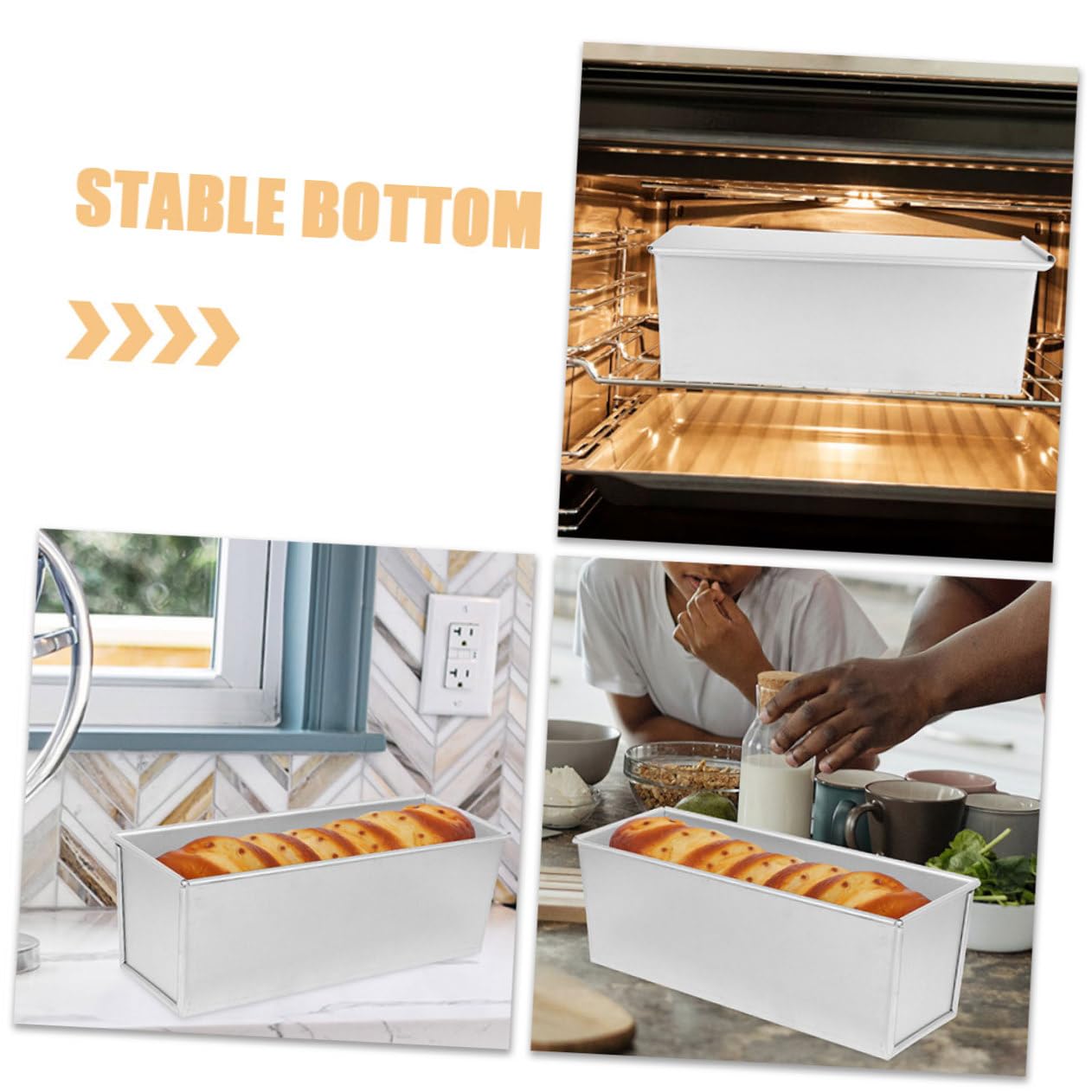 Molde para Pan Lactal con Tapa Deslizante 900g Antiadherente de Acero para Hornear Pan Casero y Tostadas en Horno Utensilio para Cocina Familiar Molde para Hornear