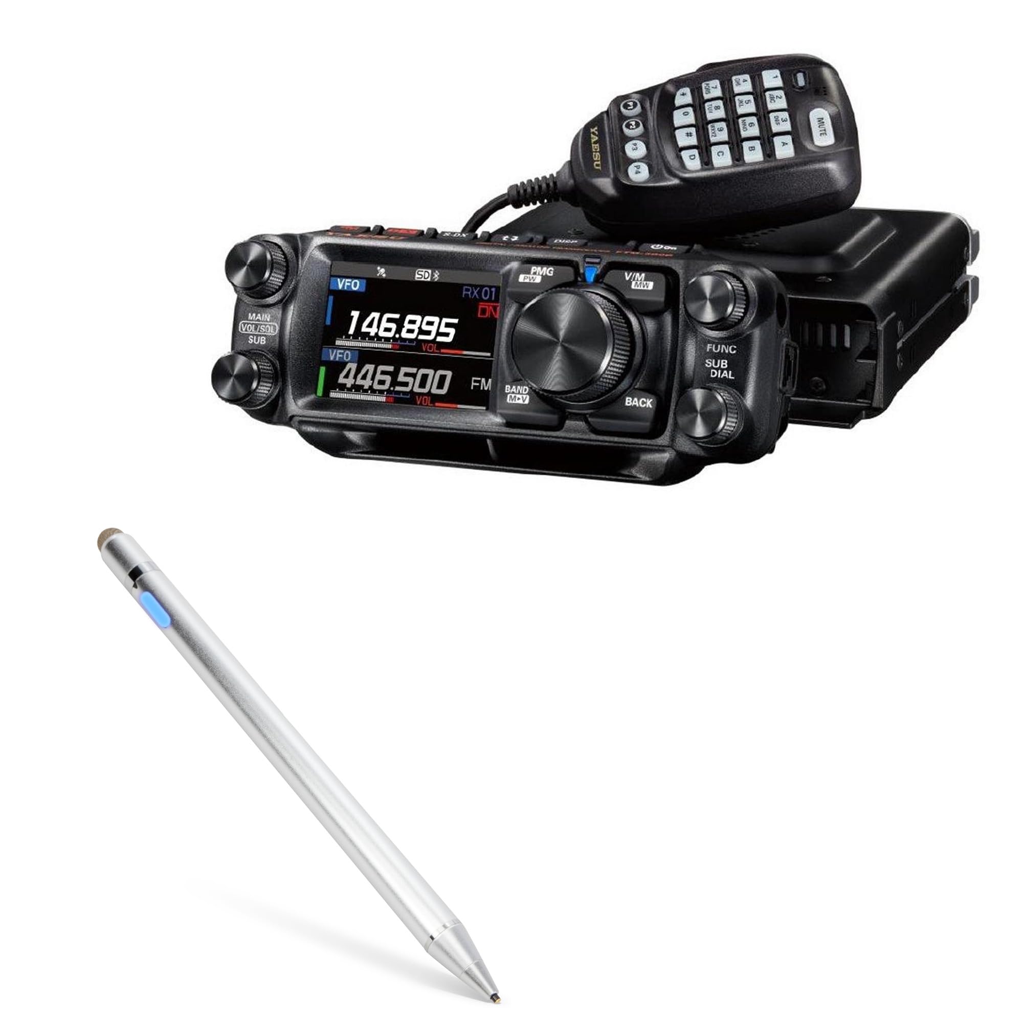 BoxWave Stylus Pen Compatible with Yaesu FTM-500DR - AccuPoint Active Stylus, Electronic Stylus with Ultra Fine Tip - Metallic Silver