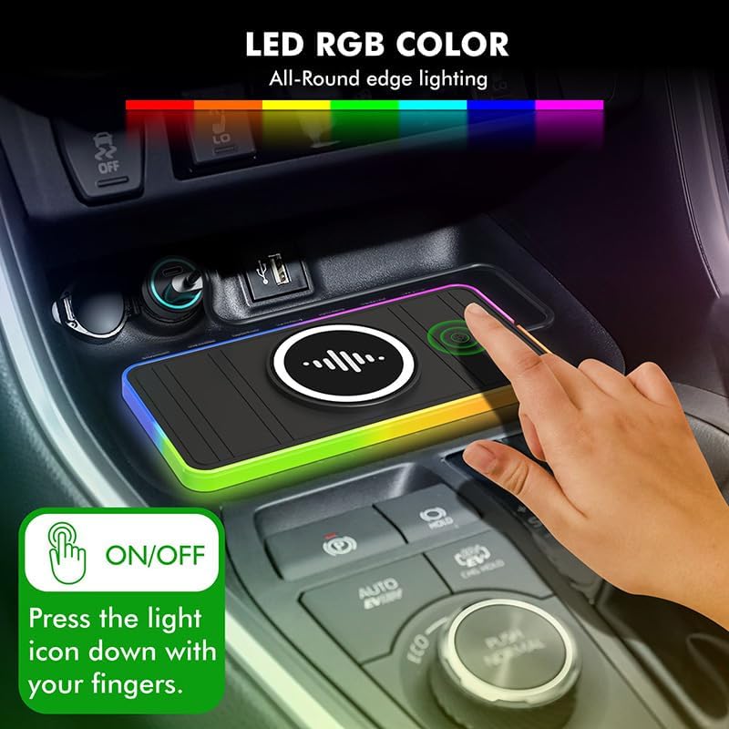 Miniatura 2 de LANSEMKU RGB 15W - Almohadilla de carga inalámbrica magnética para coche, para iPhone 16, 15, 14, 13, 12, 11 Pro Max, para Samsung Galaxy