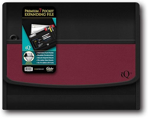 Miniatura 5 de iScholar iQ+ - Carpeta expandible de tela con 7 bolsillos, 13 x 10 pulgadas, color azul (34107-BL)