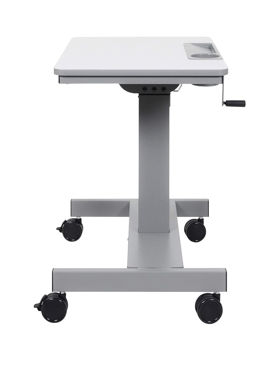 Offex Height Adjustable Student Sit Stand Desk with Crank Handle and Pencil, Water Bottle Holder - Light Gray/Medium Gray, Perfect for School, Classroom and Office