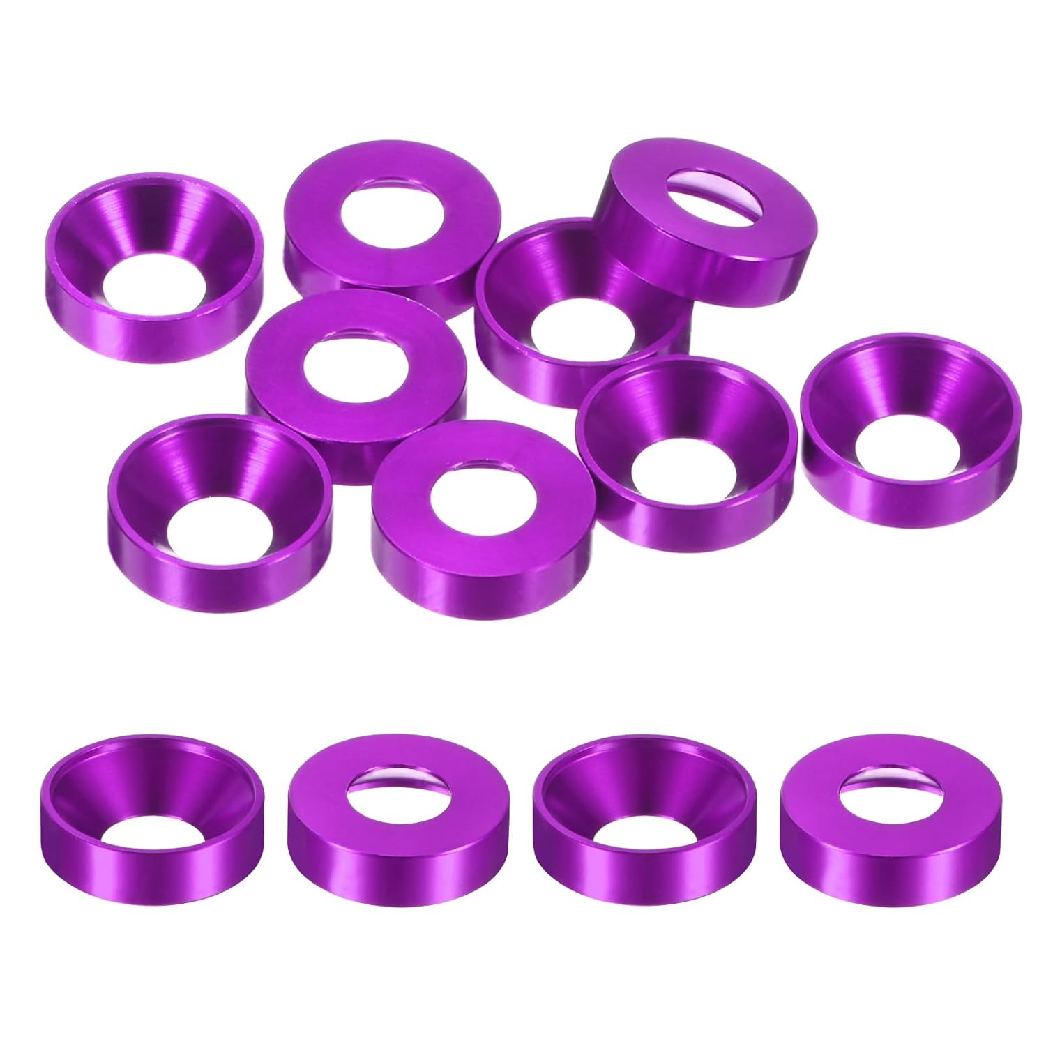 10-Pack M8 Countersunk Finish Washers, Hole Dia 0.31"/8mm Alloy Aluminum Finish Cup Washer Screw Head Gasket for Industrial/Screw RC/Car/Motorcycle/Mechanical Parts [Black]