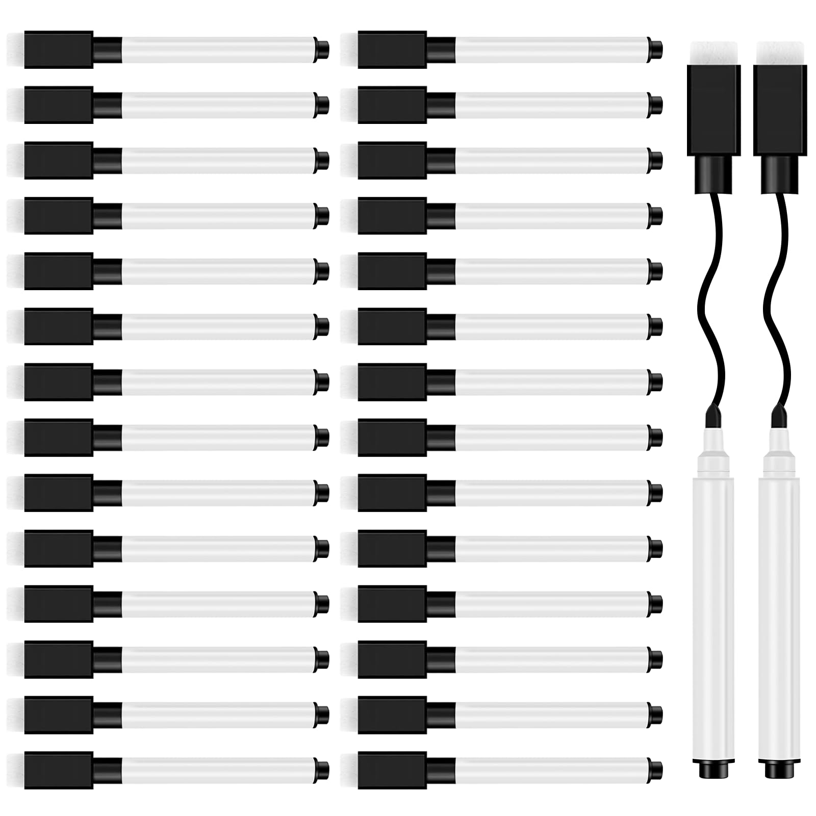 Rotuladores Pizarra Blanca 30 Piezas, Rotulador Pizarra Magnéticos, Rotuladores de Pizarra Negro Limpiable con Borrador, Rotuladores Pizarra Blanca Punta Fina para el Hogar, Escuela, Oficina