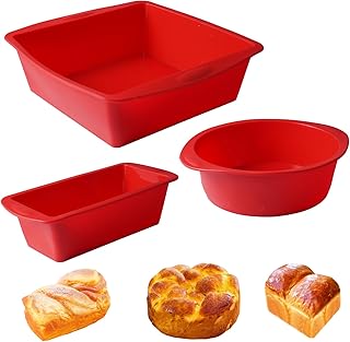 3 Pièces Moule Cake Silicone,Set de Moule a Gateau Silicone Antiadhésif,Libération Facile Réutilisable pour Gâteaux, Pains, Brownies,Ronde, Rectangulaire, Carrée