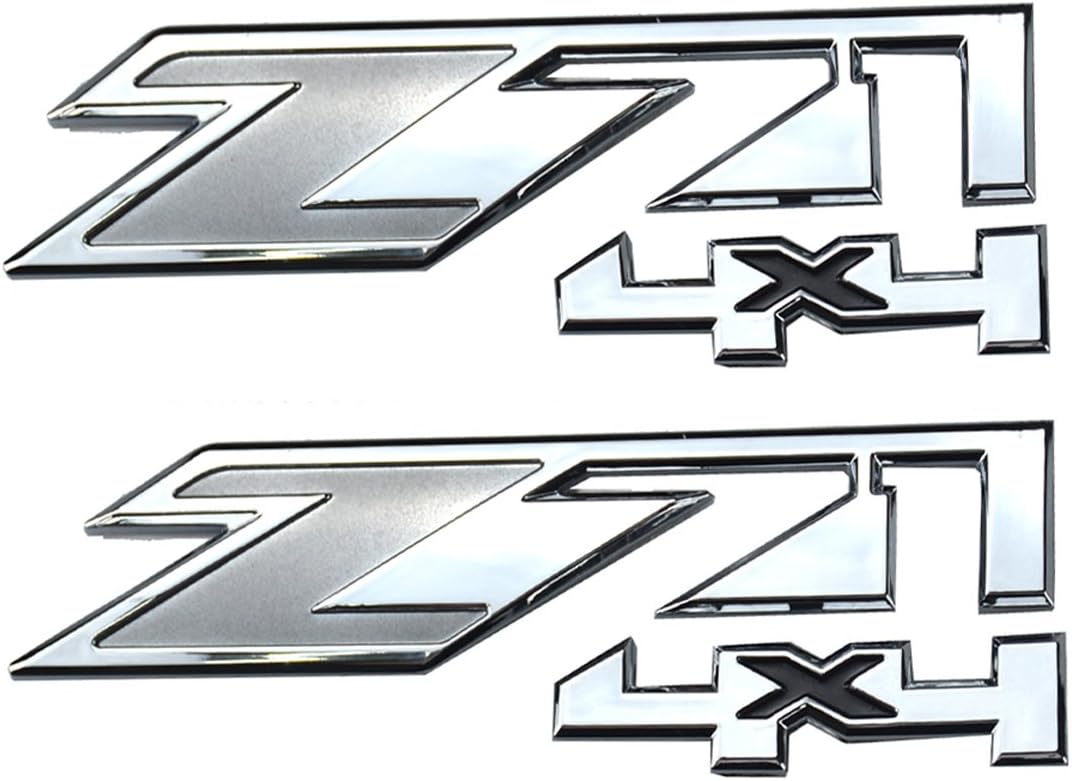 Aimoll 2pcs Z71 4x4 Emblems Replacement for GMC Chevy Silverado Sierra Tahoe Suburban New 1500 2500 3500 Decal (Chrome Black1)