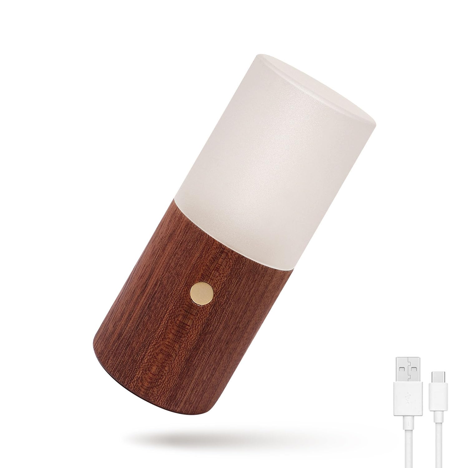 EaEa Nachttischlampe Touch Dimmbar Holz LED Tischlampe Akku mit Schwerkraftsensor, 3000K Warm licht& 7 Farben RGB, Kabellos Tragbar Nachtlicht USB Aufladbar für Schlafzimmer Wohnzimmer Kinderzimmer,B