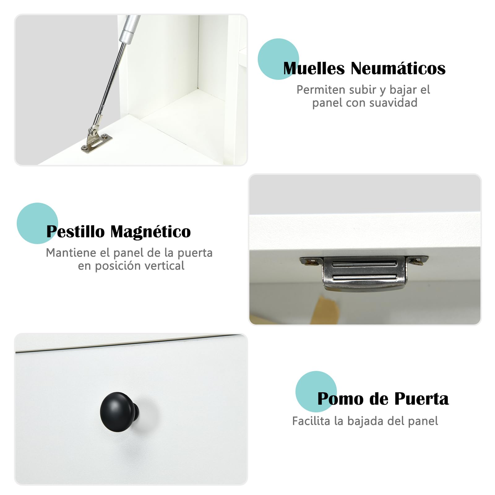 COSTWAY Mesa Plegable Pared, Estantes y Cajón, Escritorio Plegable Pared Oficina Cocina Espacios Pequeños, 60 x 15 x 57 cm, Mesa Abatible de Pared (Blanco)