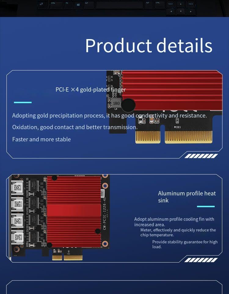 Tarjeta Ethernet PCIe de 2,5 G con chip Intel I226, adaptador de red Gigabit de 2500 Mbps a PCIE X4 X8 X16 NIC, tarjeta PCI Express Gigabit Ethernet para Windows 10/11/Linux/PVE/ESXi