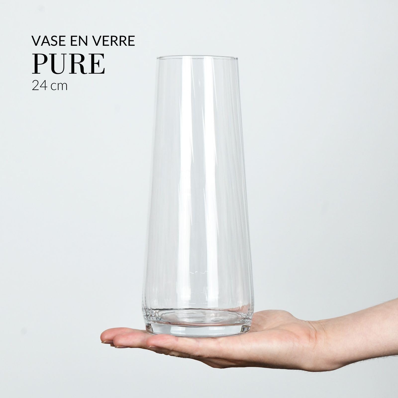 Krosno Sparkle Geribbelde Glazen Vaas, 20 cm, Elegant en Modern Design, Ideaal voor Bloemstukken en Interieurdecoratie, Gemaakt in Europa