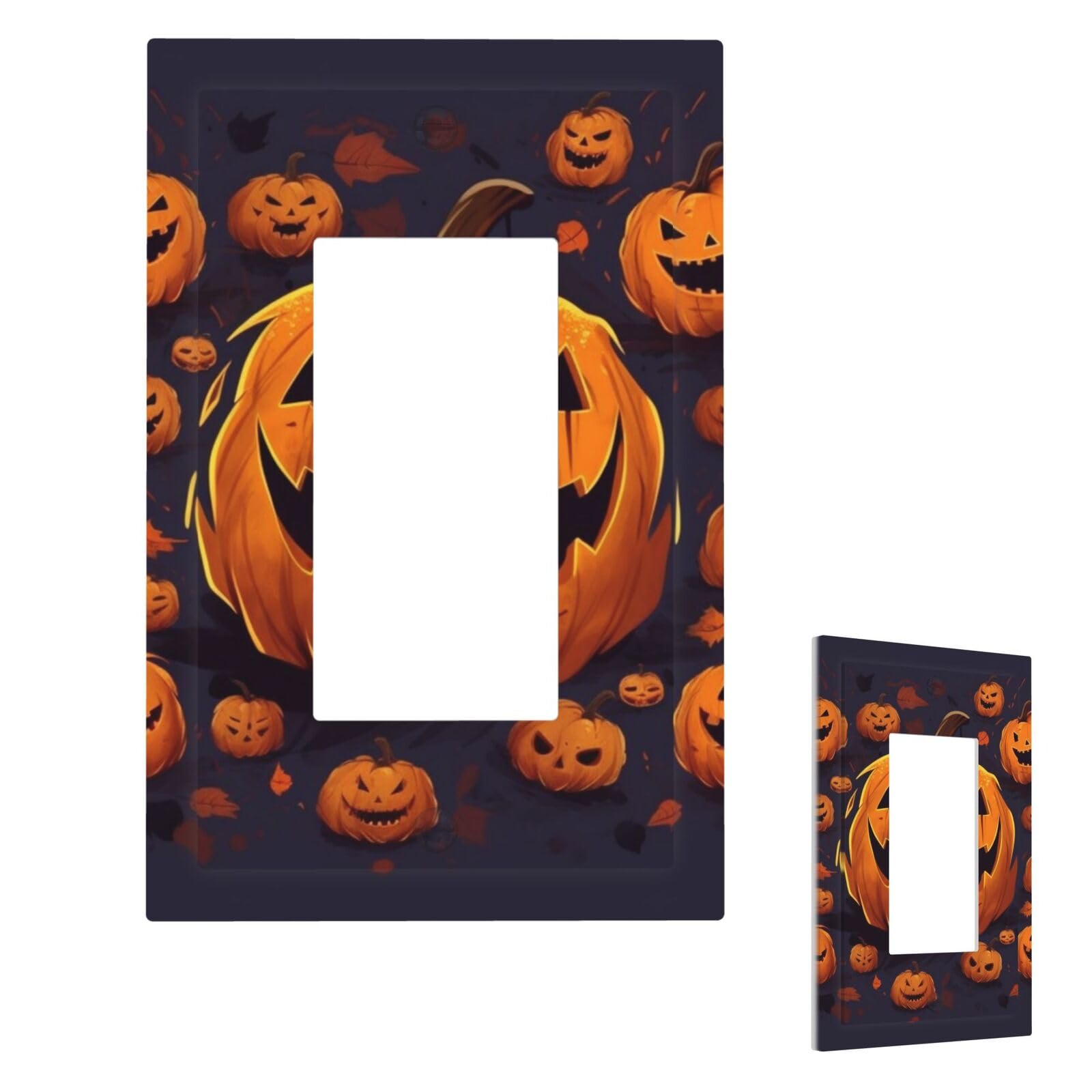 Fekiloot 1 Gang Halloween Pumpkin Wall Plate Cover Modern Decorative Light Switch Cover Unbreakable Receptacle Outlet Covers For Living Room Bedroom Home Decor