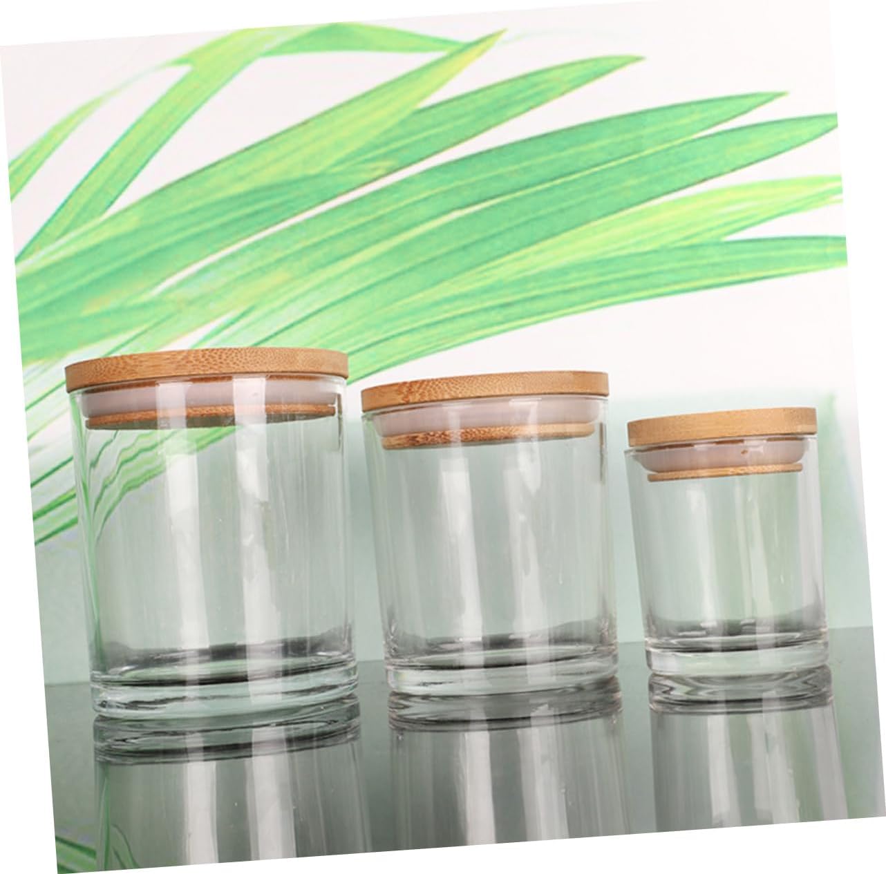 Veemoon 5sets Glass Candle Jars Lids Empty Tins Jar for DIY Scented Beeswax Bedroom Decor