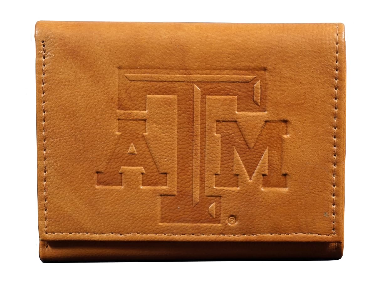 Rico Industries Texas A&M Aggies ATM Embossed Brown Leather Trifold Wallet