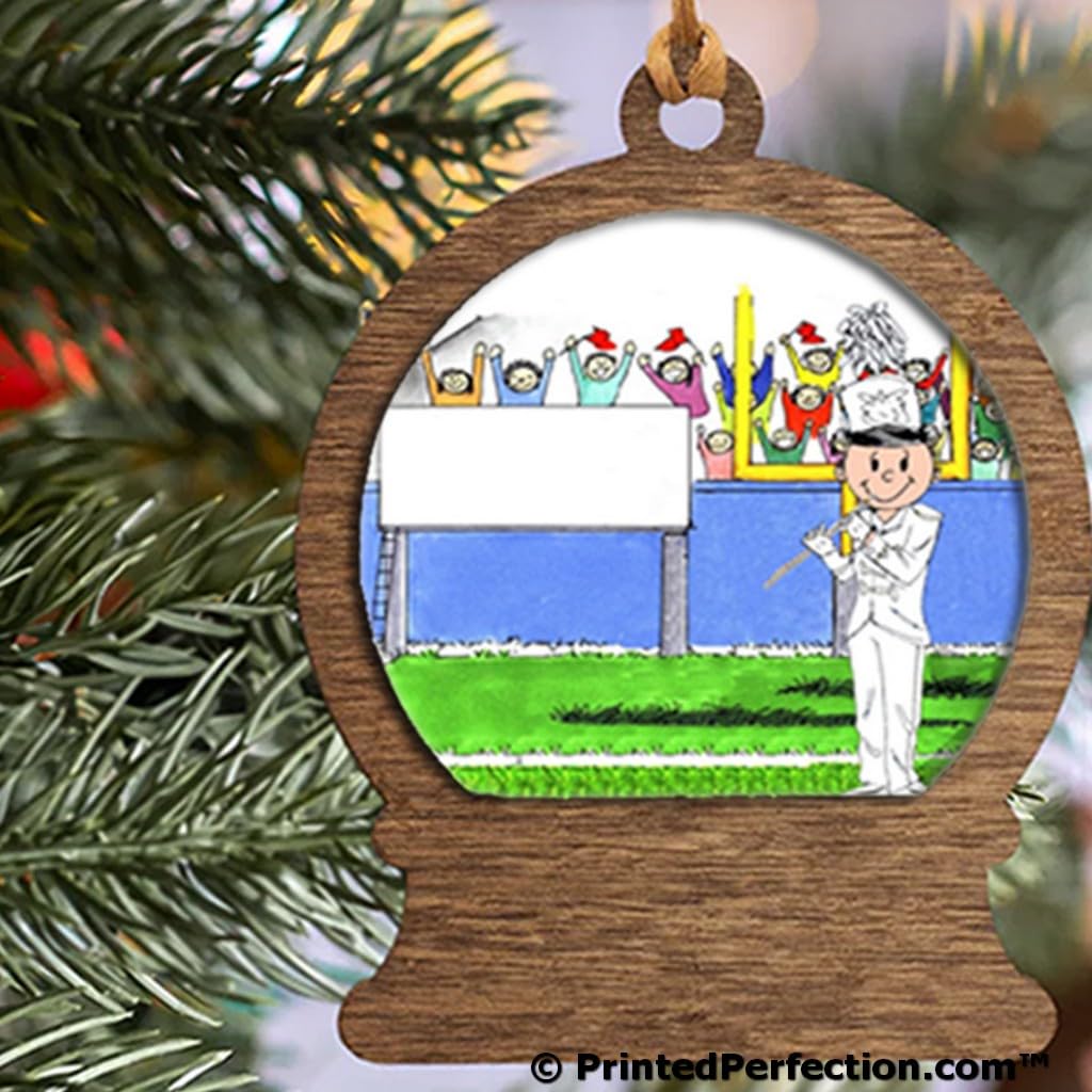 PrintedPerfection.com Personalized Flute - Male Wooden Snow Globe Shaped Christmas Ornament