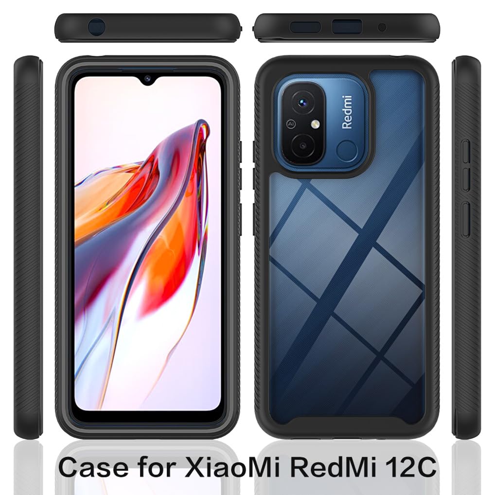 Custodia Per Xiaomi Redmi 12C / 11A Con Protezione Schermo - Trasparente Antiurto TPU+PC, Viola Chiaro - 4