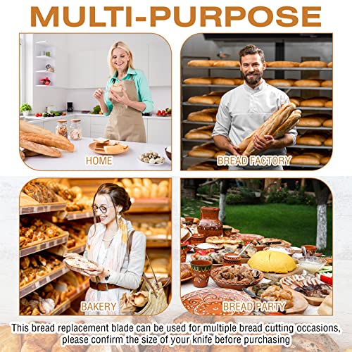 Lasnten 4 Pcs Bread Bow Knife Blades Stainless Steel Replacement Blade Serrated Bread Blade With 10 Pcs Screws For Wooden Bread Knife #TOP6