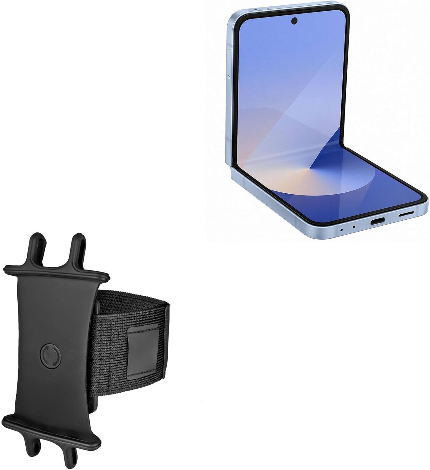 BoxWave Holster Compatible with Samsung Galaxy Z Flip 6 - ActiveStretch Sport Armband, Adjustable Armband for Workout and Running - Jet Black