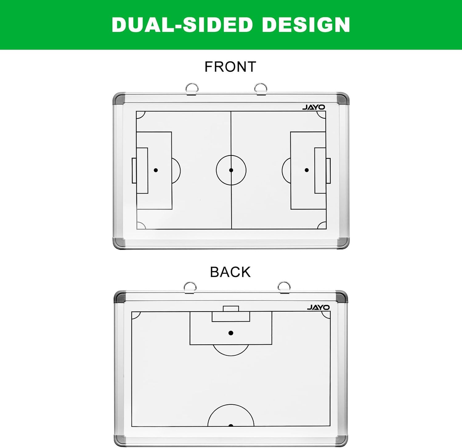 JAYO Soccer Coaches Tactical Board, 18" x 12" Portable Soccer Tactic Board, Double-Sided Magnetic Football Coaching Board Kit with Magnets, Marker Pen and Waterproof Carrying Bag