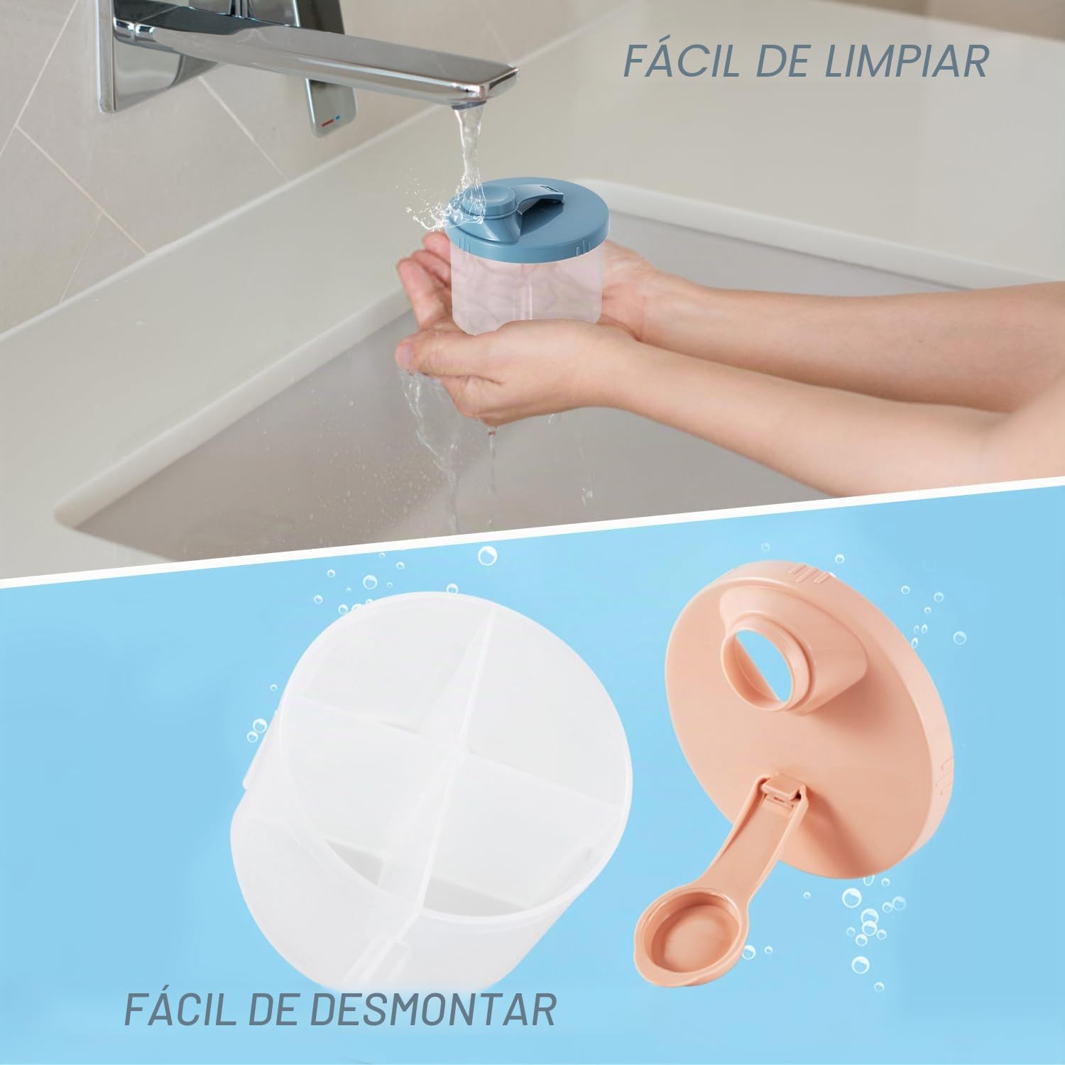 2 macetas dispensadoras de leche en polvo para bebés, olla de fórmula en polvo con cubierta giratoria, dispensadores de leche en polvo portátiles para viajes al aire libre