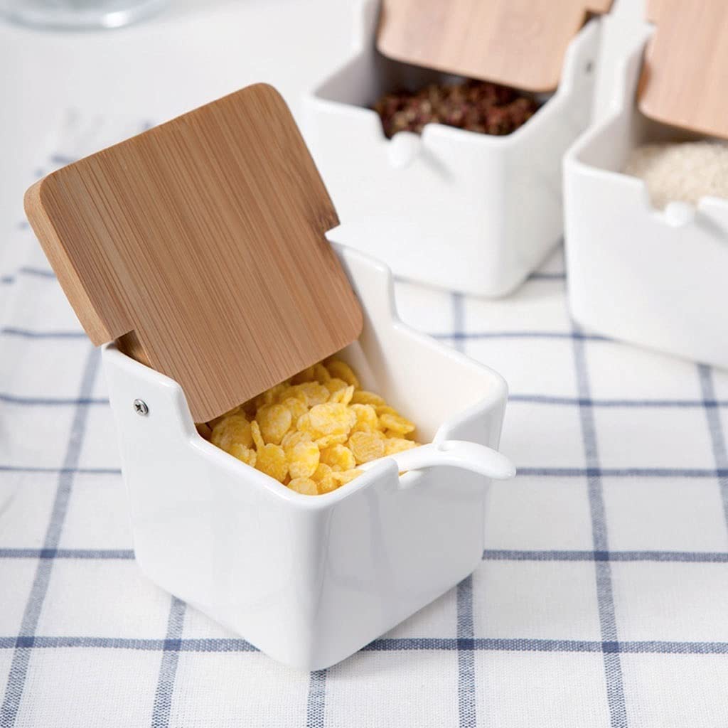 Set di contenitori per condimenti, Set di scatole per condimenti in Ceramica, zuccheriera ad Alta Temperatura, Contenitore per condimenti Quadrato, Contenitore