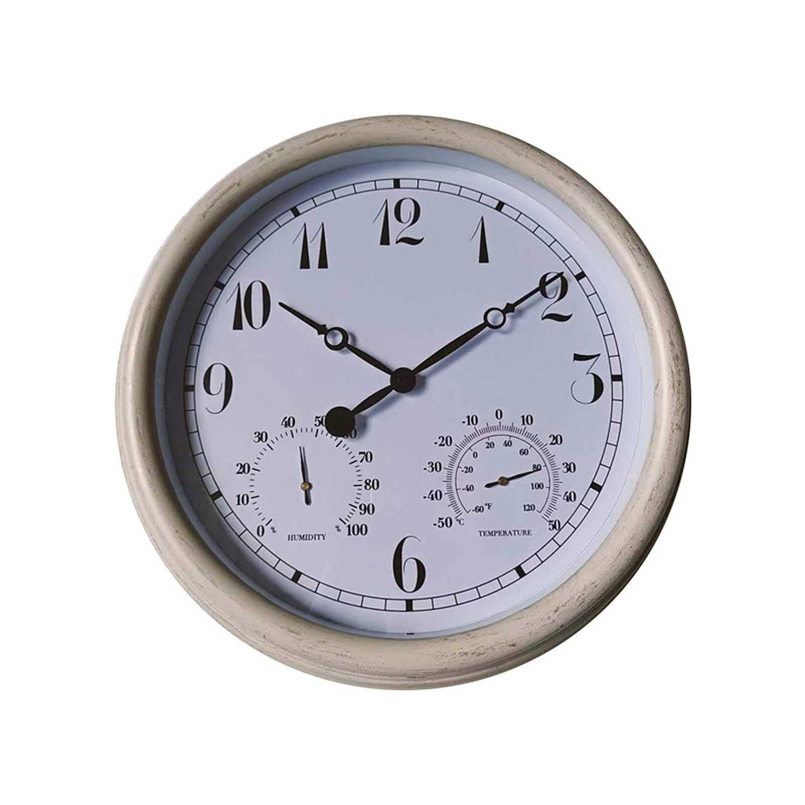 Orologio Da Parete Da Giardino Con Orologio Da Esterno Per Interni, Grandi Orologi Da Parete Impermeabili Da 15 Pollici Con Termometro E Igrometro Orologio Da Parete Decorativo Silenzioso A Batteria - Foto 11