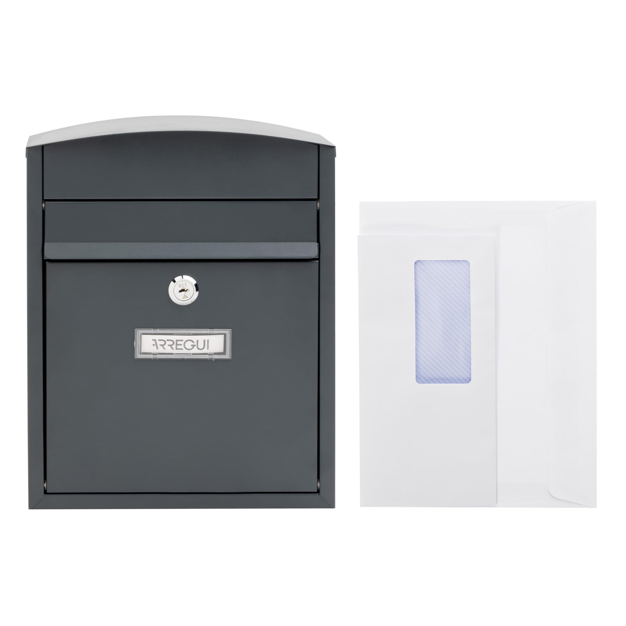 ARREGUI Compact E5735 stalowa skrzynka na listy na zewnątrz rozmiar S (poczta DIN A5) | mała ścienna skrzynka na listy | pojedyncza skrzynka pocztowa | ochrona przed deszczem | łatwa instalacja |