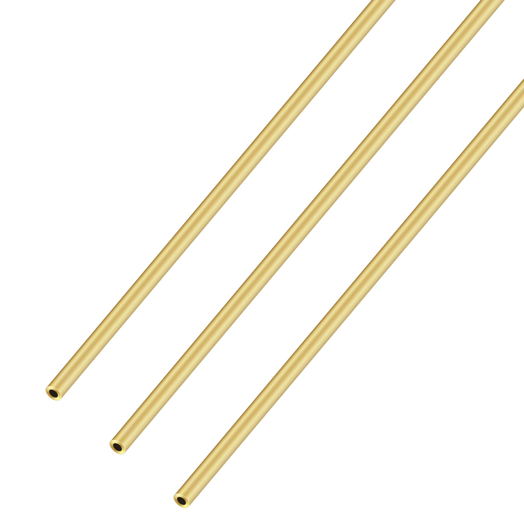 iMeistek Brass Tube, 3mm OD 0.75mm Wall Thickness 300mm Length Seamless Straight Brass Round Pipes for Decorative Frames DIY Crafts (3PCS)