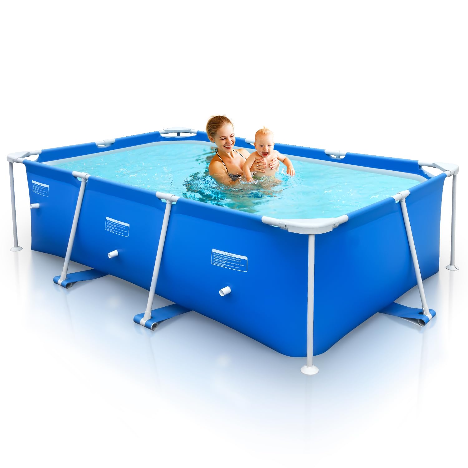 Metal Pro 8'3" X 5' X 26" Rectangle Pool Durable Steel Frame Above Ground Pool for Outdoor Backyard Swimming Pool Suitable Friends Family Adults Kids