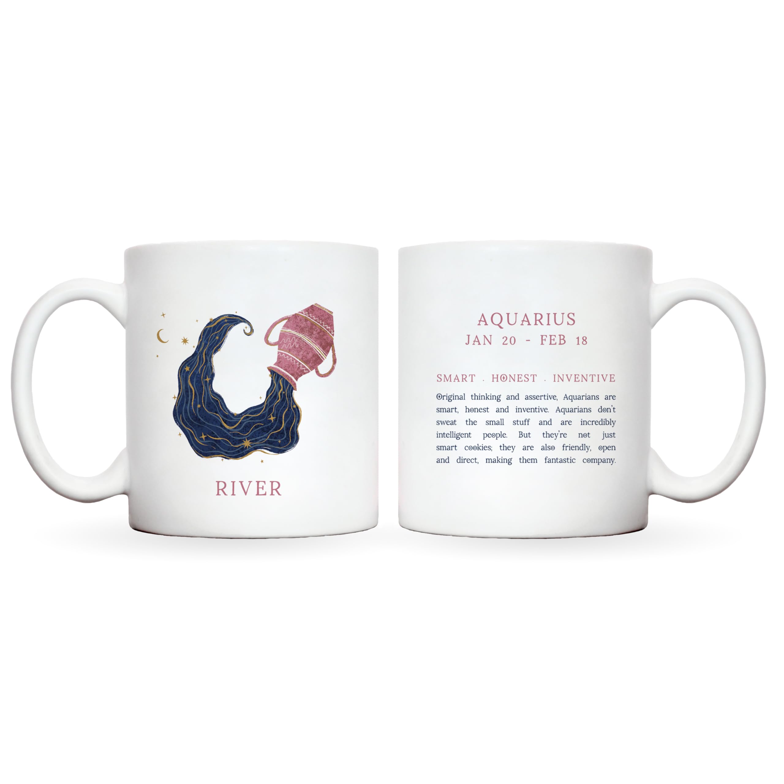Personalised zodiac mug | zodiac gifts for women | zodiac coffee mug | zodiac signs mugs | 12 star sigs available with characteristics of star sign and illustrations (Aquarius)