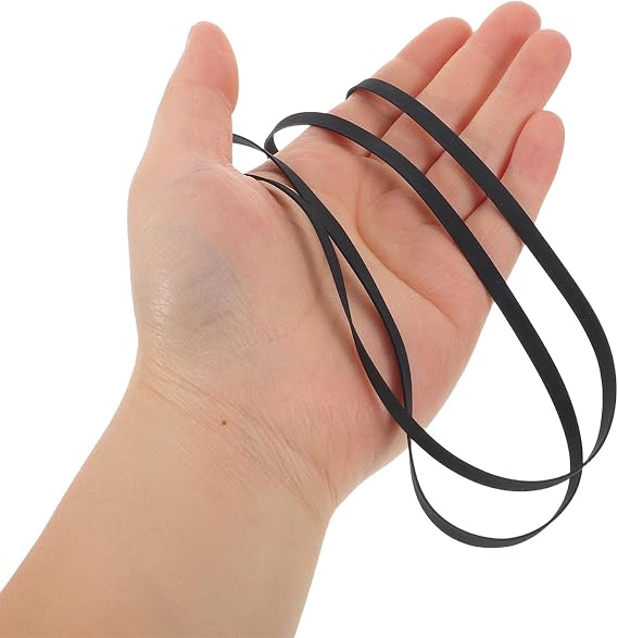 Black Rubber Record Player Belt 2pcs 5mm Flat Drive Replacement