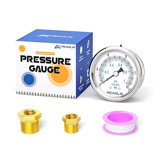 Miniatura 32 de MEANLIN MEASURE 0~30Psi Manómetro de baja presión en seco, acero inoxidable, esfera con cara de 2 pulgadas, NPT de 1/4 de pulgada, impermeable para