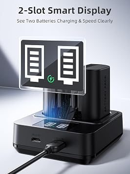 llano 2-Pack LP-E6P Batteries & 20W Fast Portable USB-C Charger Set