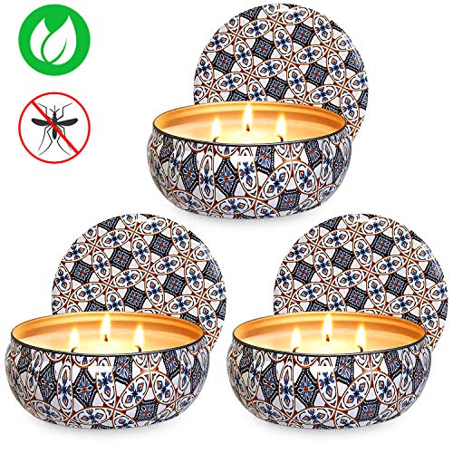 Ahyiyou 3 Wicks Citronella Scented Candle, 14oz Large Natural Soy Wax Tin Candle