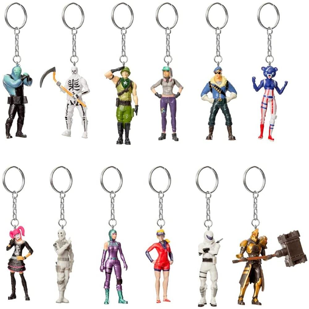 P.M.I. Fortnite Character Keychains 12-Blister Pack - Authentic Piece with Keychain - Popular Fornite Battle Royale Toy Characters - Series 3 Collection for Boys & Girls (B)