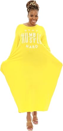 KARACHIC BY NF Womens Oversized Baggy Plus Size T-Shirt Dress with Pockets and Long Sleeves - One Size Fits Most