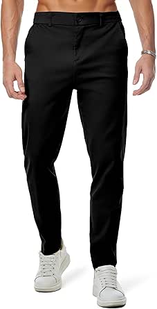 JMIERR Men's Casual Cargo Pants - Lightweight, Elastic Waist, Tapered Fit With Drawstring & Multiple Pockets
