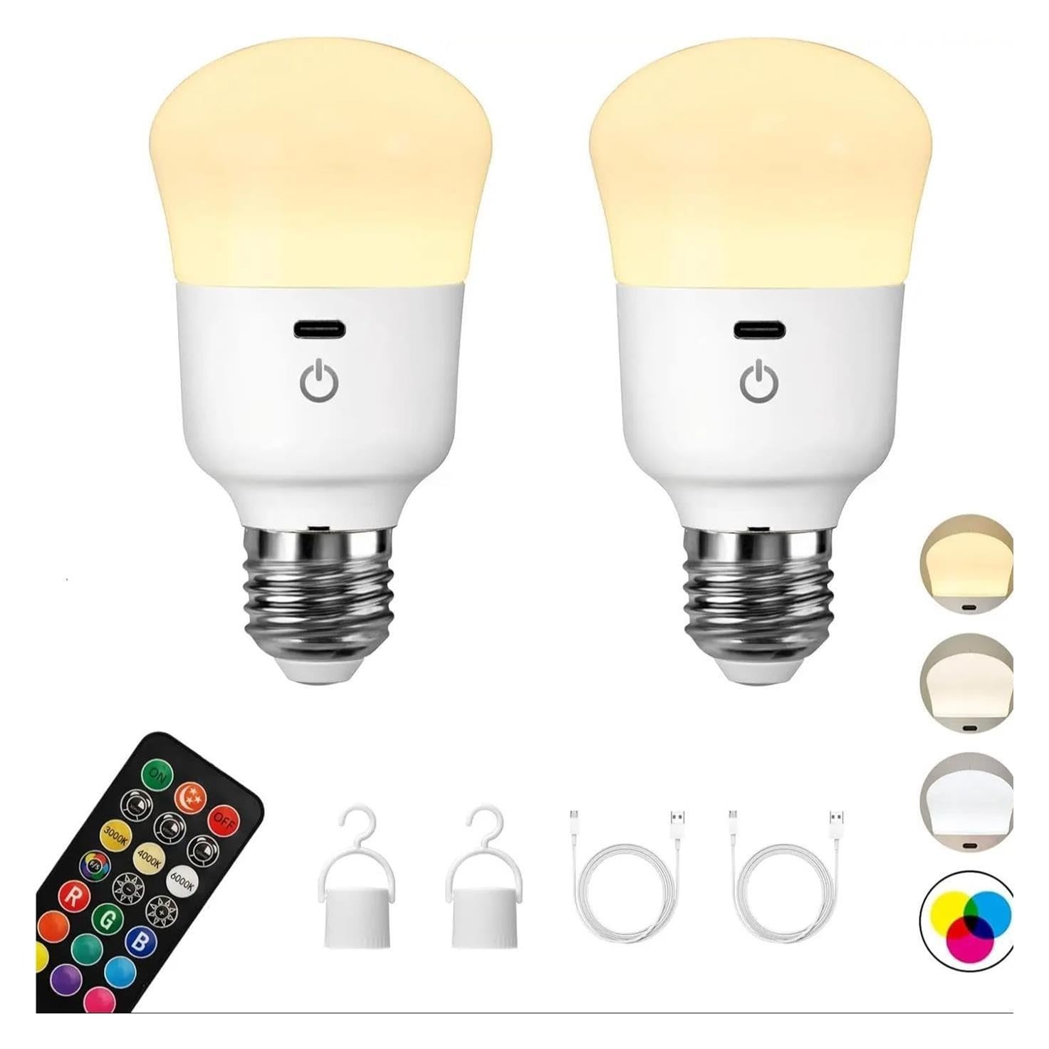Lampadina LED ricaricabile tramite USB con telecomando RGB dimmerabile(2PCS)