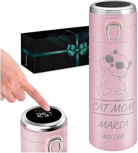 Maverton Taza de viaje para ella vaso rosa personalizado para mujer termo de té para cumpleaños taza de café perfecta para mujer taza aislada de