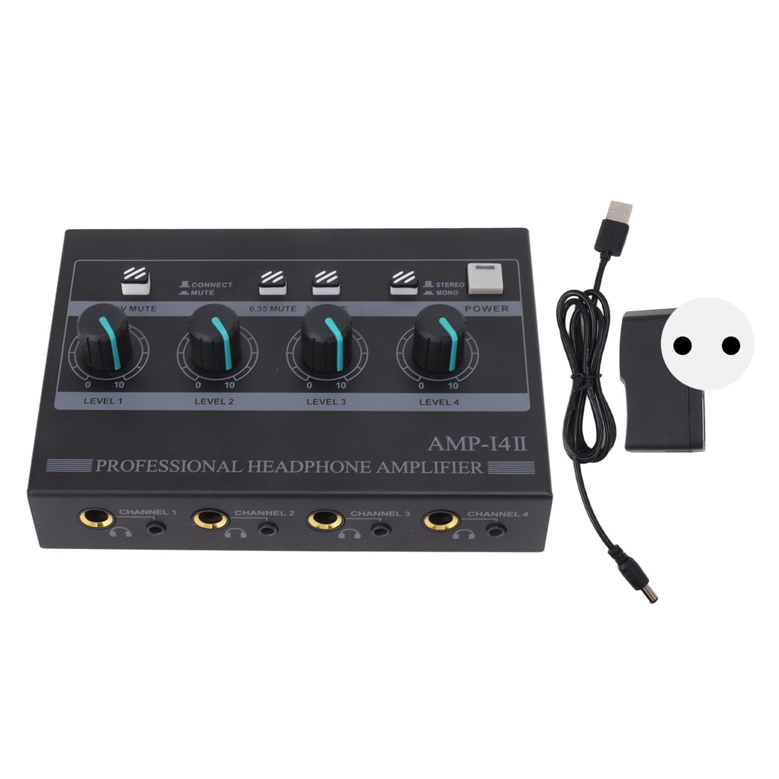 Amplificatore per Cuffie a 4, Amplificatore Stereo in Metallo