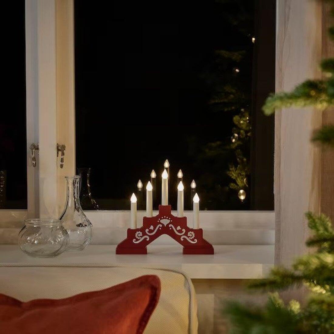 Ikea LED 5-Armed Candelabra, Battery-Operated/mini red 2